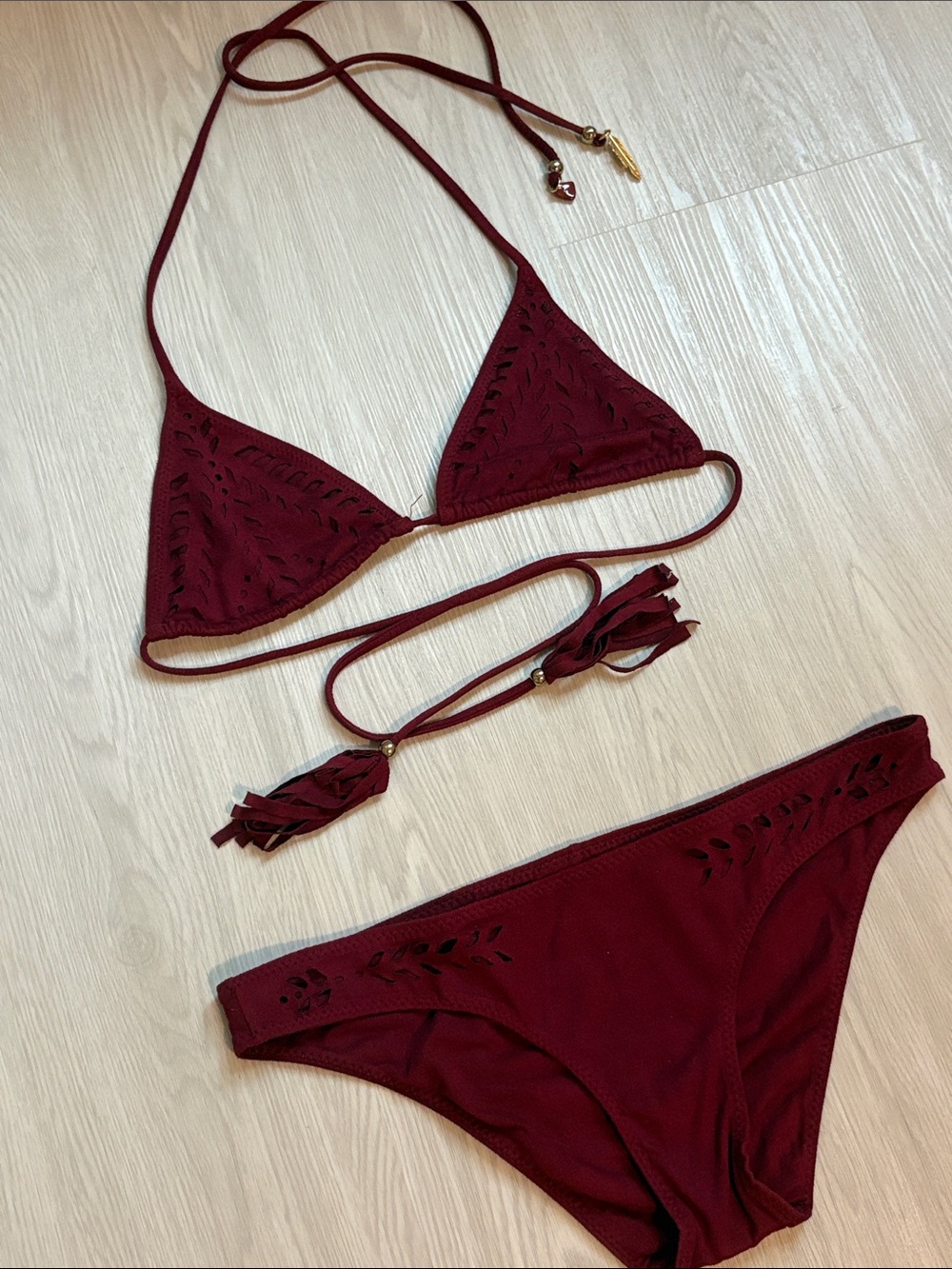 Women’s Burgundy Triangle Bikini Set - Unbranded